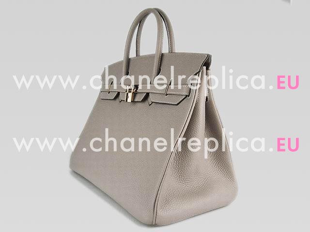 Hermes Birkin 40 Clemence Leather Bag In Gray(Gold) H1044-GL
