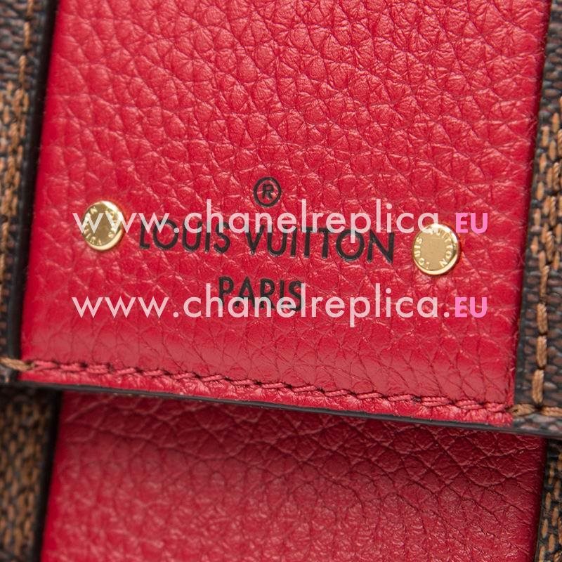 Louis Vuitton Damier Ebene Canvas And Cuir Taurillon Leather Bond Street BB Scarlet N40107