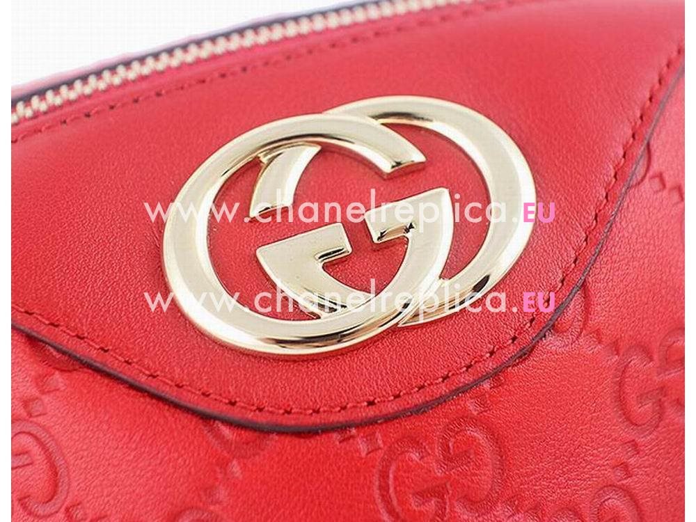 Gucci Emily Guccissima GG Calfskin Wallet In Tomato Red G55899