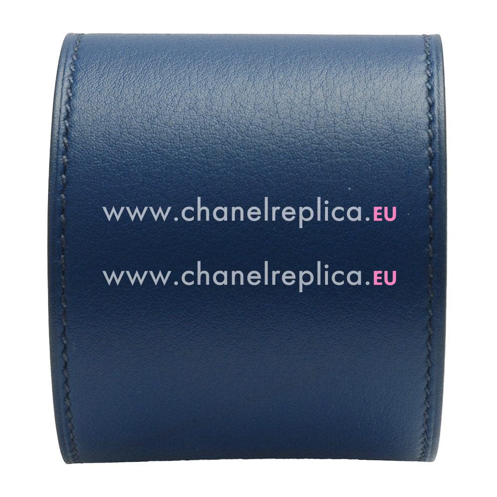 Hermes Goat Skin Collier De Chien Rivets of Metal R-Bracelet Blue/Gold HE57909