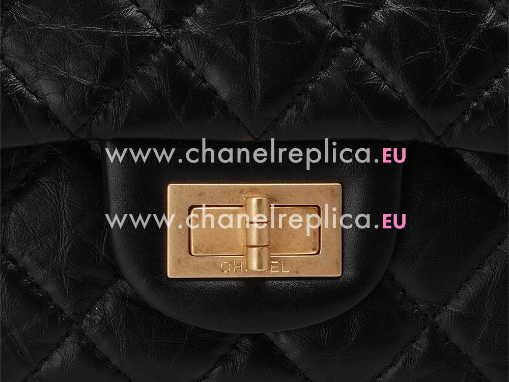 Chanel Jumbo Aged Calfskin Bag in Black(Antique-Gold) A12456AG