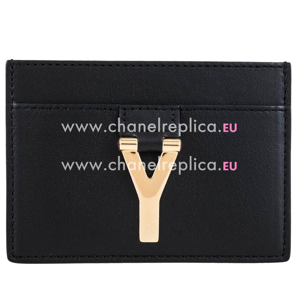 YSL Saint Laurent Paris Caviar Calfskin Y Cardcase In Black YSL5145578