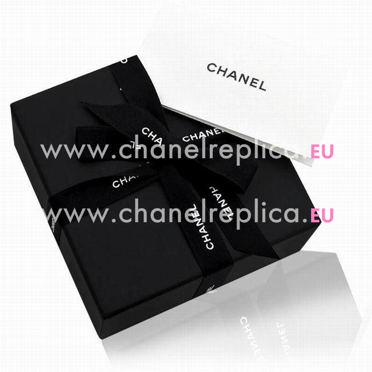 Chanel Calfskin / metal Classic White CC Bracelet Black Silver C37C065