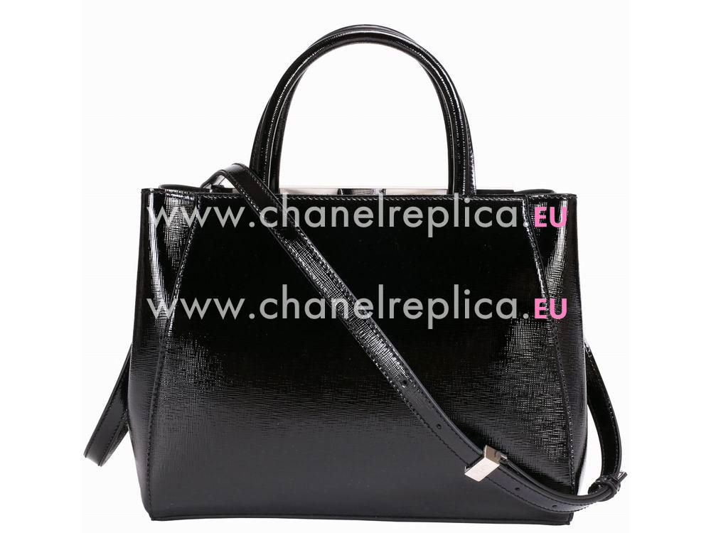 Fendi Petit 2Jours Patent Leather Hand/shouldbag Black F527733