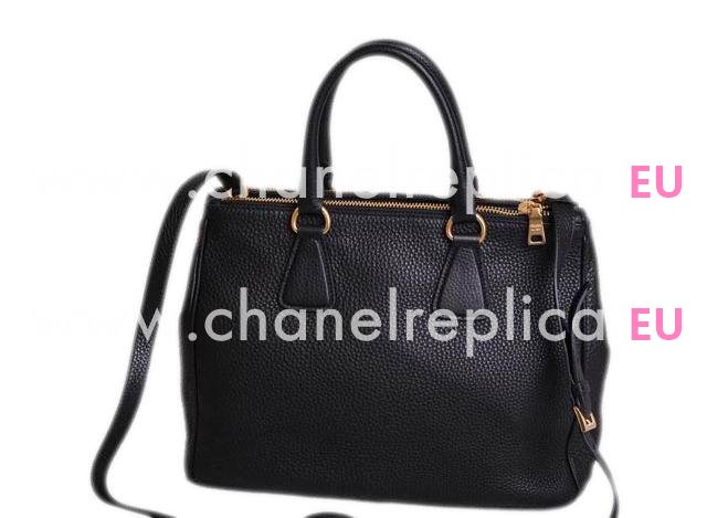 Prada Vit Daino Caviar Leather Shopping Tote Black P45300