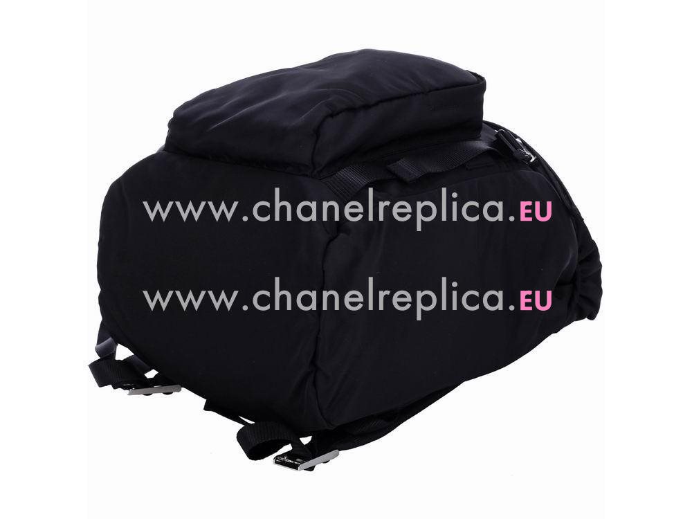 Prada Double Buckle Triangle Logo Nylon Backpack Black PR18456