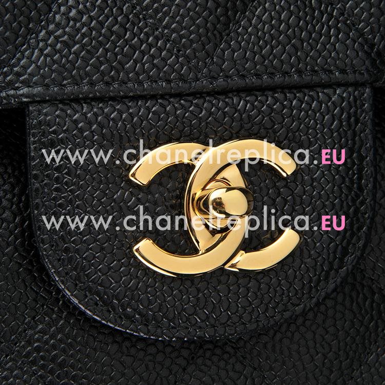 Chanel Caviar Jumbo Double Flap Bag Black(Gold) A58600DG