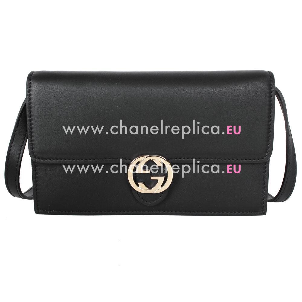 Gucci GG Calfskin Leather Clutch In Black G554922