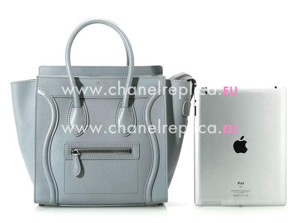 Celine Calfskin Nano Luggage Micro Mini Bag Grey/Blue CE98597