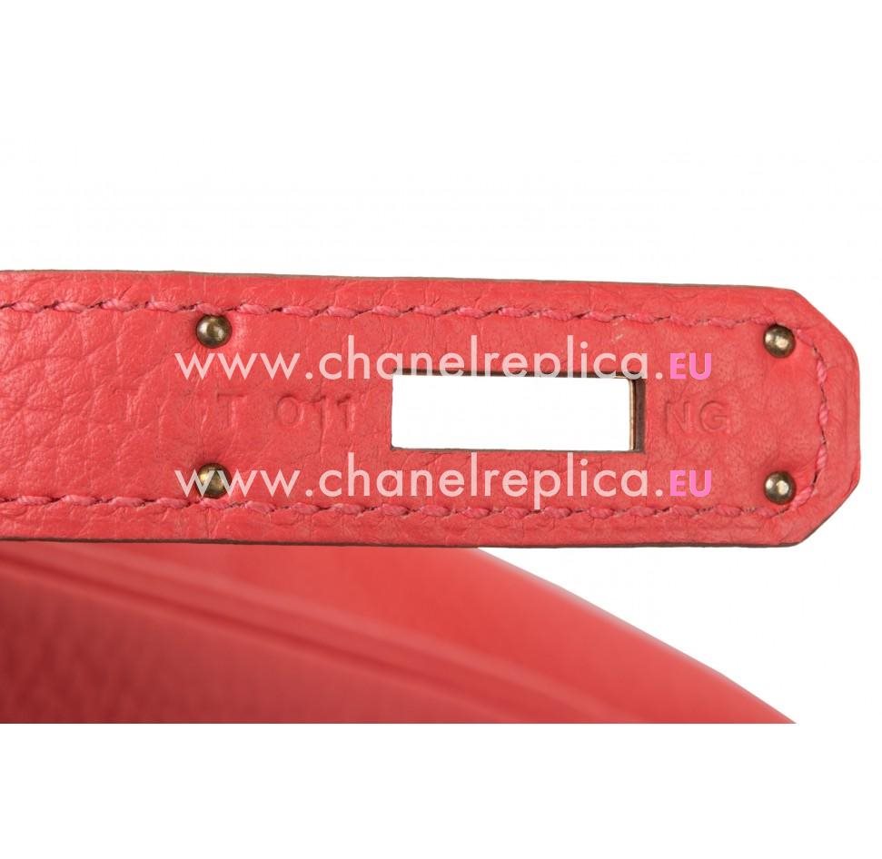 Hermes Kelly 32cm Rose Jaipur Clemence Leather Gold Hardware Hand Sew HK1032RSF