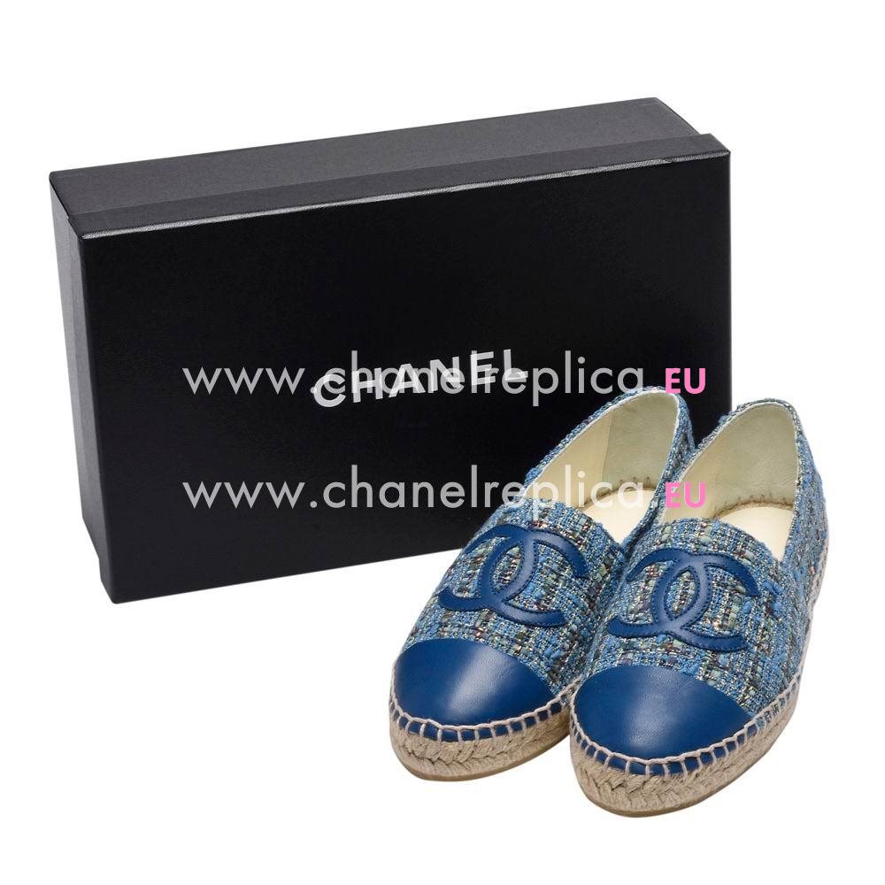 Chanel Espadrilles Lambskin/Canvas Pencil Shoes (Colored Blue) AG391012