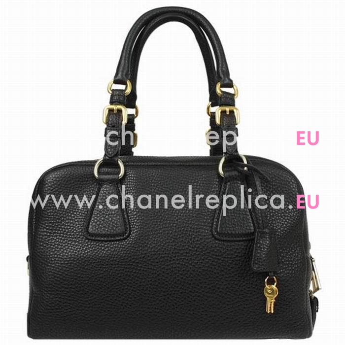 Prada Saffiano Calfskin Triangle Logo Boston Bag Black PB3091MU