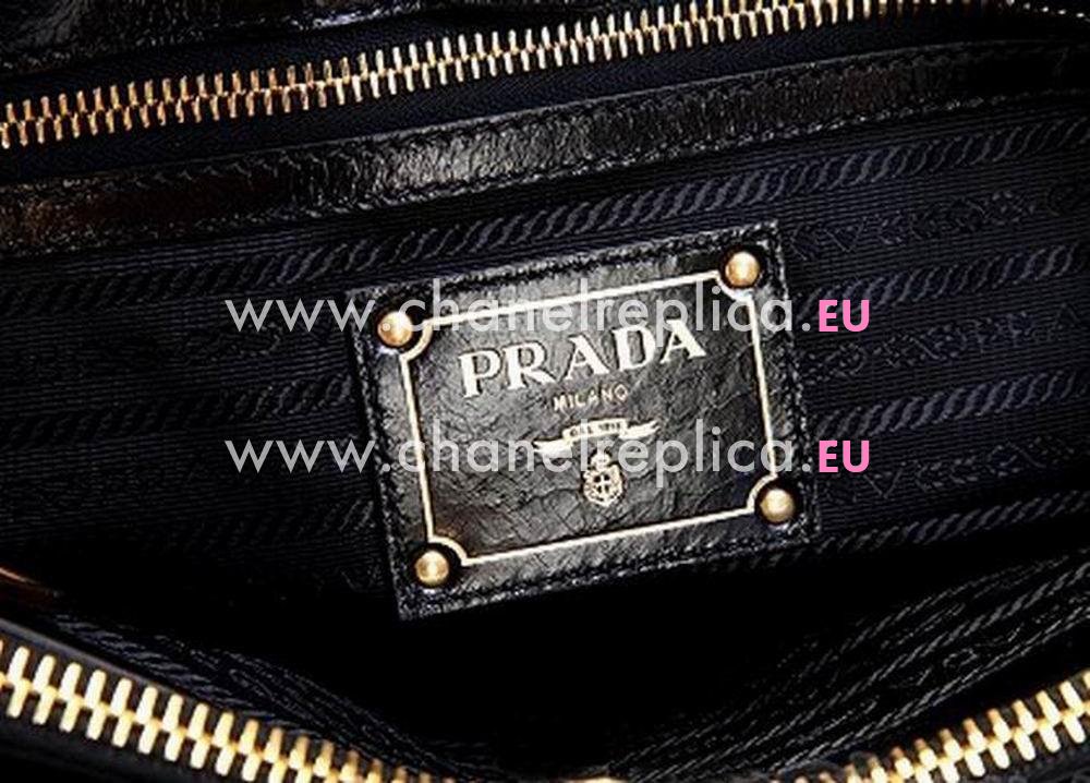 Prada Vitello Shiny Calfskin Triangle Logo Shouldbag Black P415573