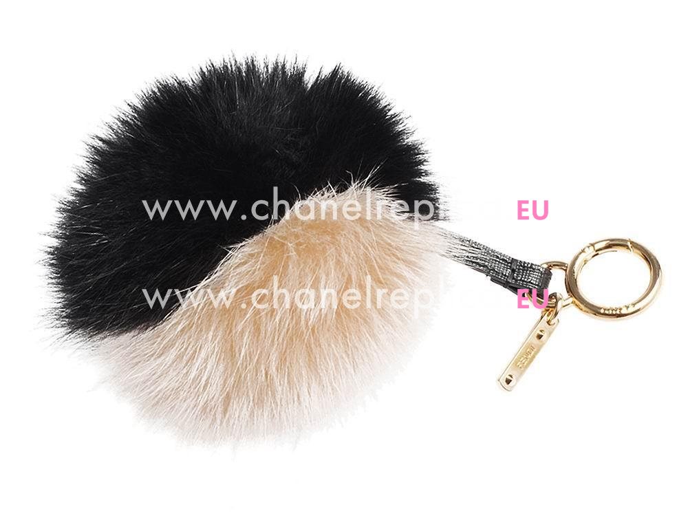 FENDI Pompon Bag Bugs The Fox Pendant Black/White FBD931464