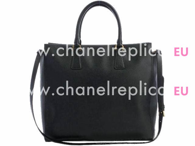 Prada Saffiano Triangle Logo Large Size Tote Bag Black P337599