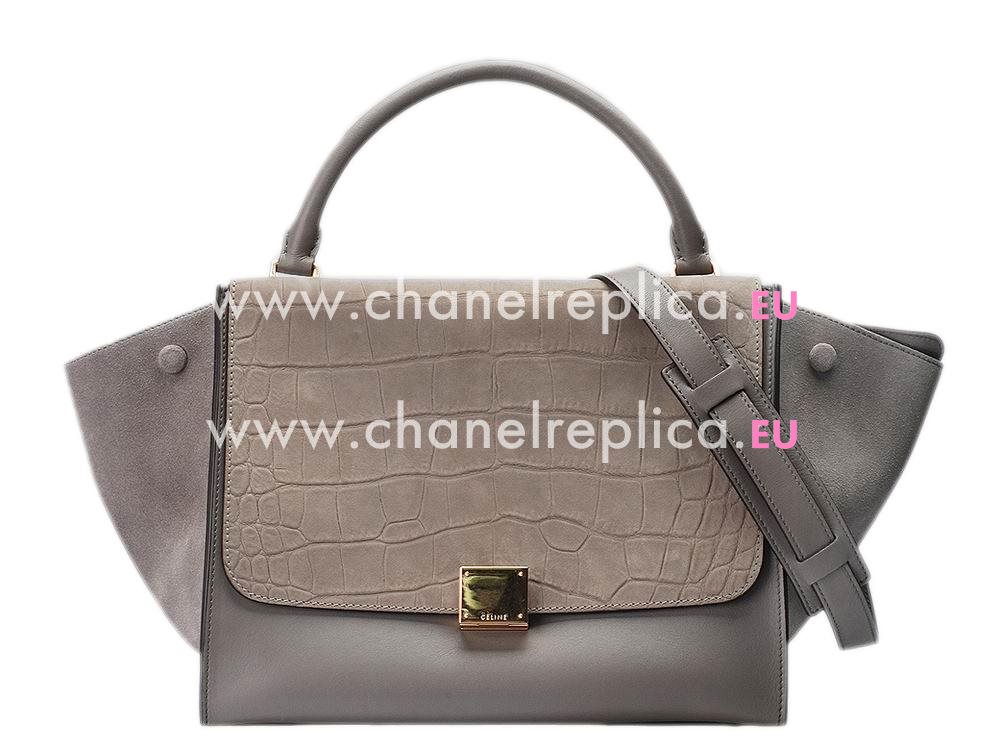 Celine Trapeze Calfskin Hand Bag Gray/Deep Gray CE483359