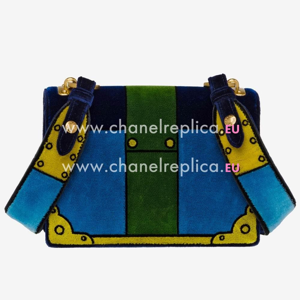 Prada Velvet Embroidered Shoulder Bag Light Blue 1BD075_2BLF_F0013