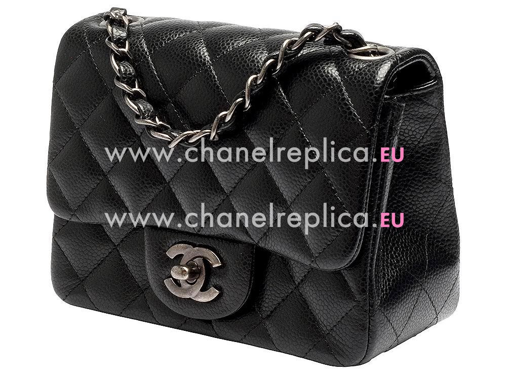 Chanel Mini Coco Caviar Flap Bag Black(Anti-Silver) A35201AS