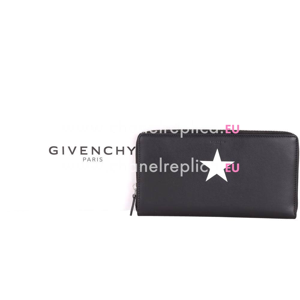Givenchy Star Cowskin Zipper Wallet Black GV560ZBC