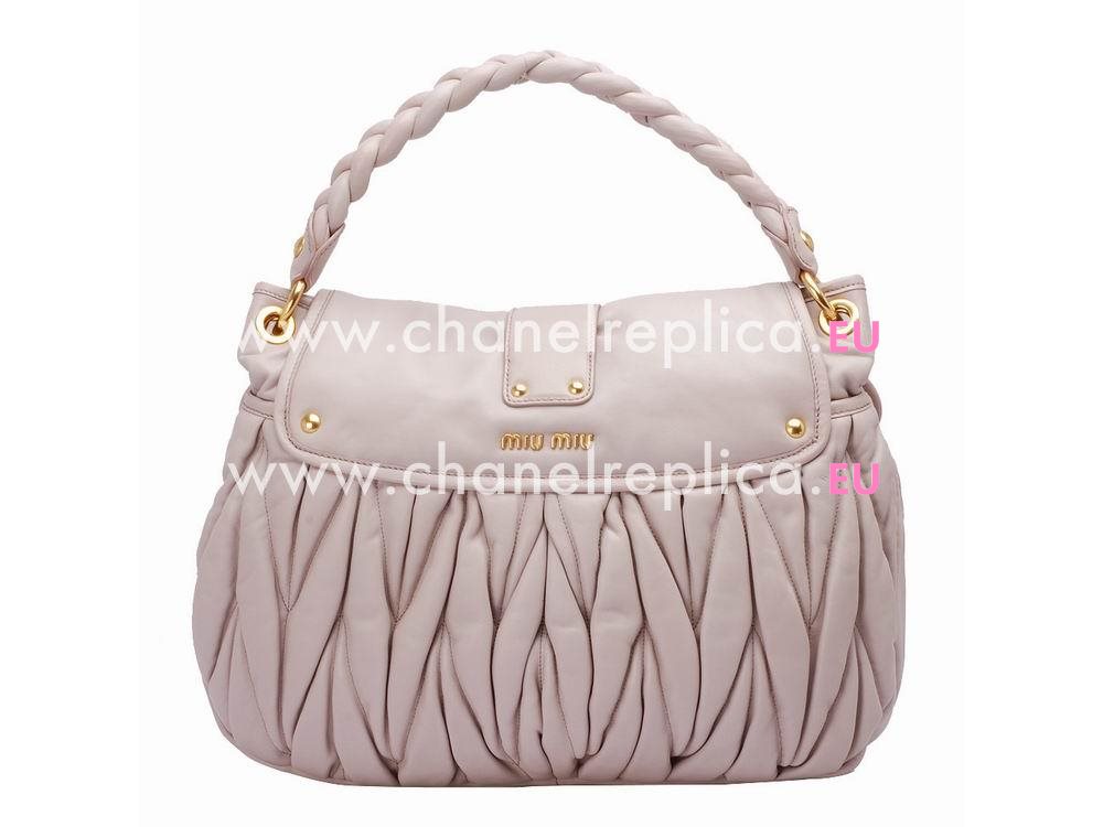 Miu Miu Matelasse Lux Nappa Leather Hobo Bag In Nude RR1300