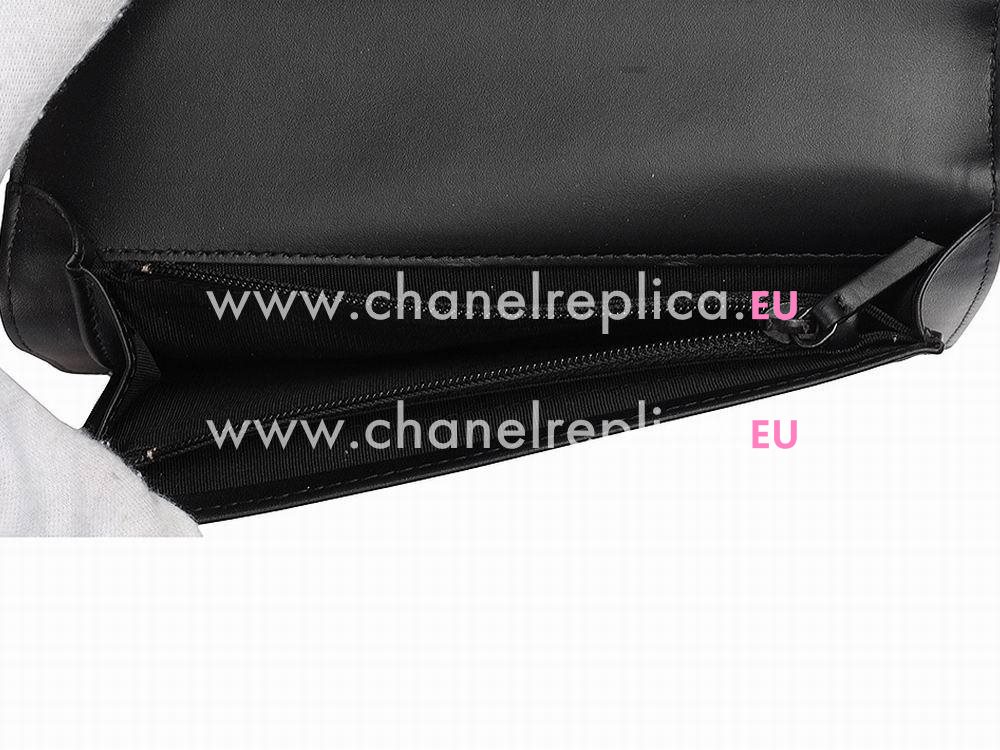 Chanel Shiny Calfskin Black Lock Boy Long wallet Black C857704