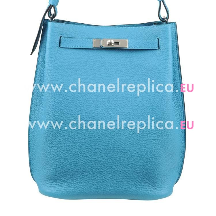 Hermes So Kelly 22 Turquoise Togo Leather Handbag Palladium Hardware HS22TBT