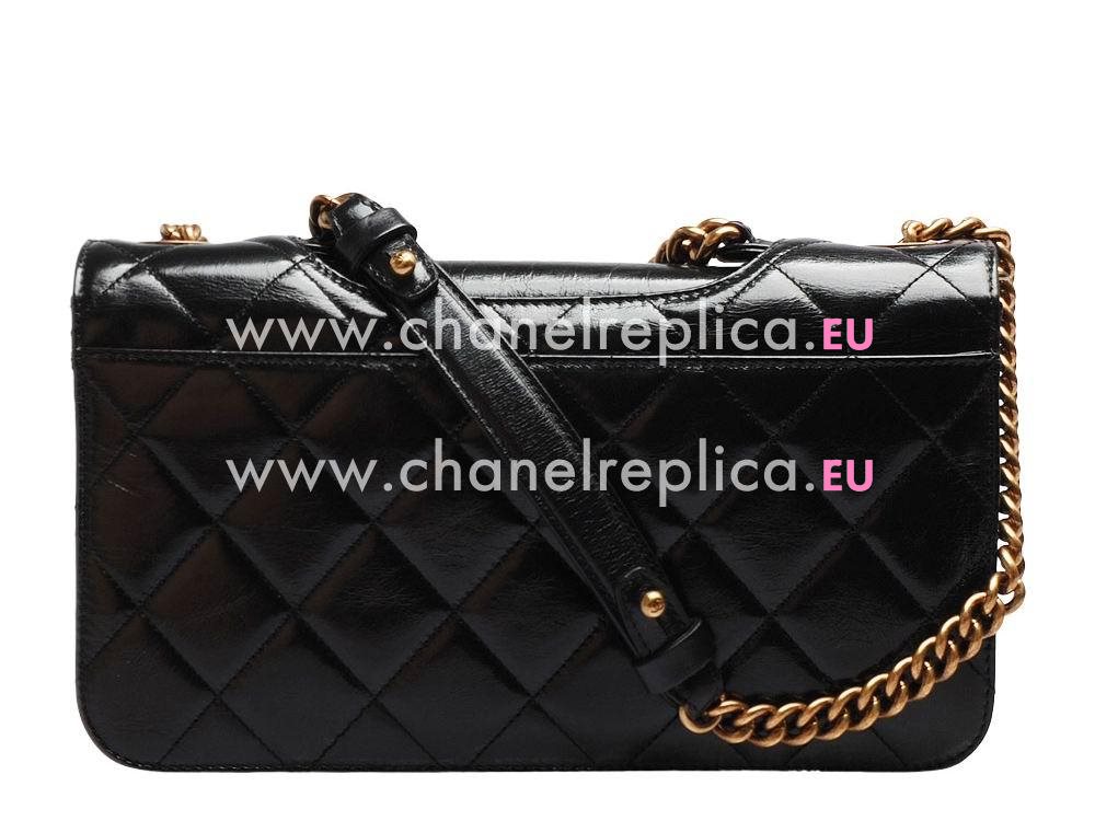 Chanel Bombay Perfect Edge Cowhide Anti-Gold Handware Bag Black A551673