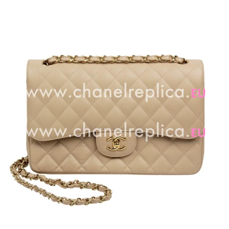 Chanel Biege Caviar Jumbo Double Flap Bag Gold Chain A58600CBG