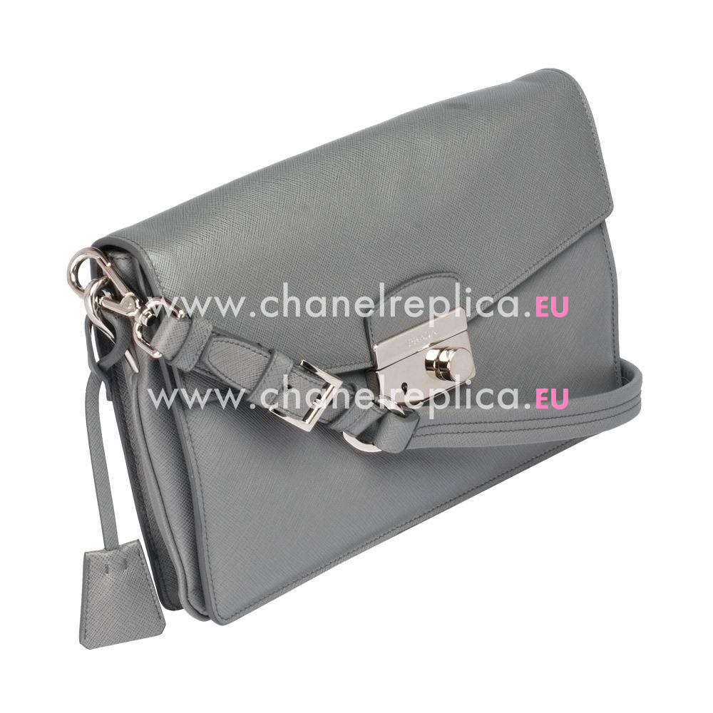 Prada Soft Saffiano Triangle Logo Bag Gray PR5417705