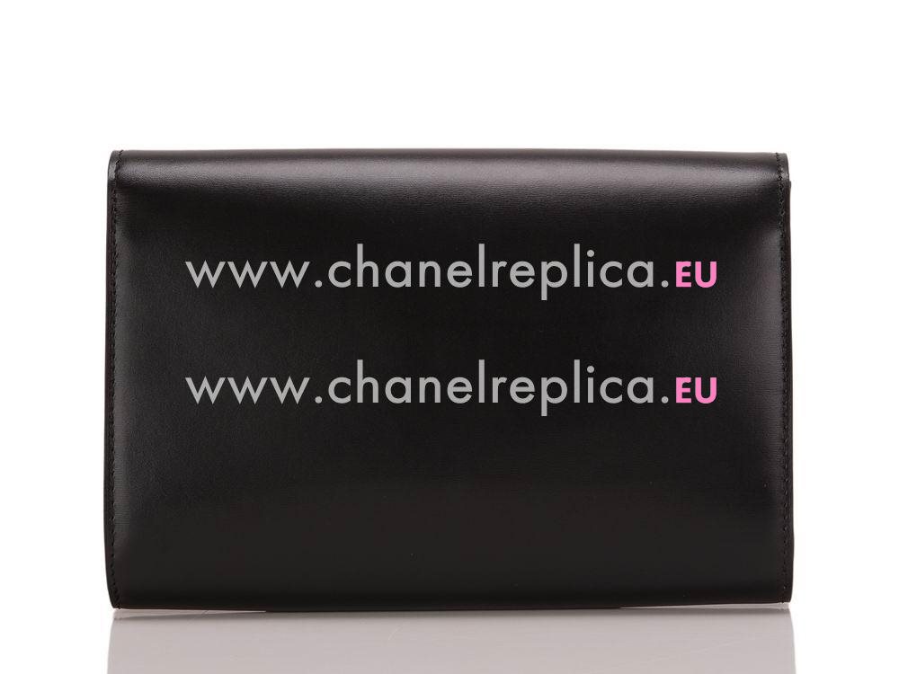 Louis Vuitton Calfskin Evening Clutch Chain Black M94265