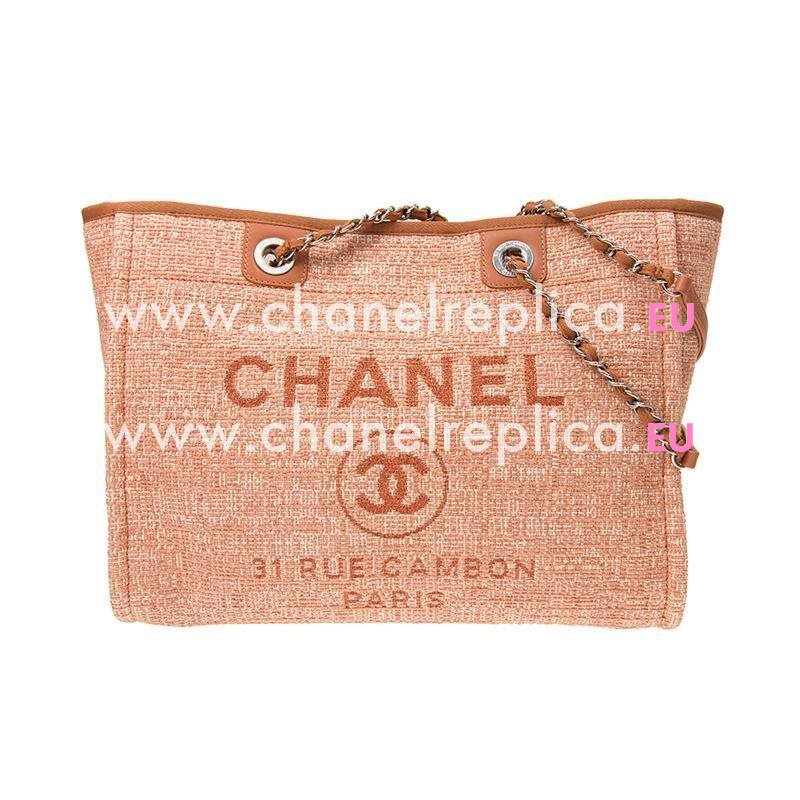 Chanel Tweed Canvas Deauville Shop Tote Bag Silver Chain A67001CLTDORS