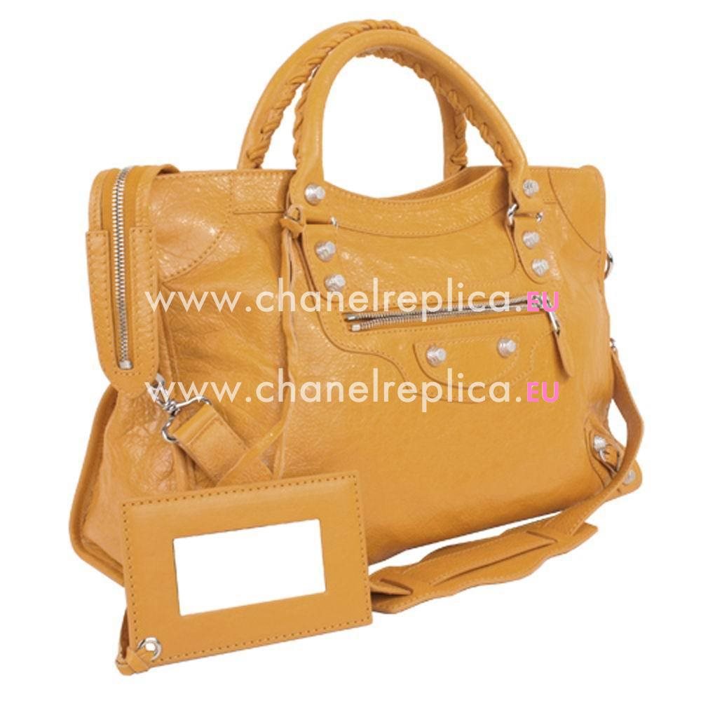 Balenciage City Lambskin Silvery hardware Classic Bag Mango Yellow B2054990