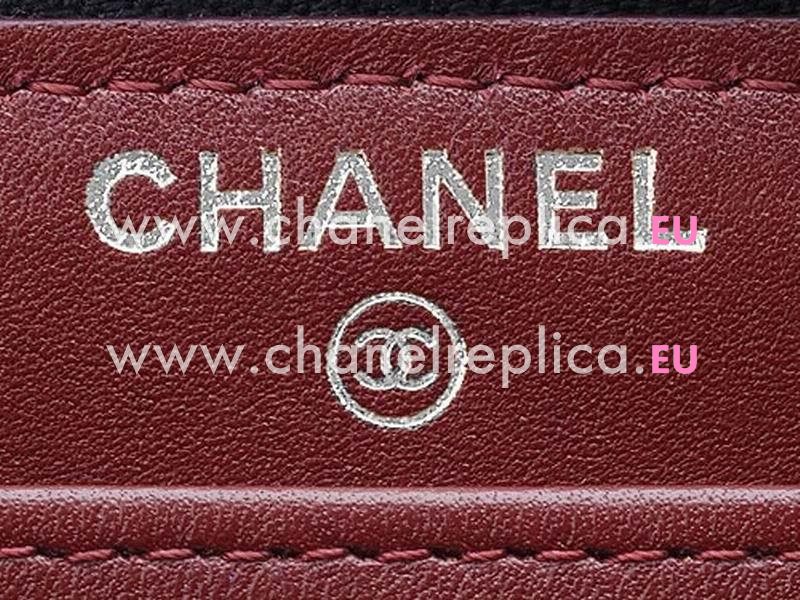 Chanel Caviar CC Logo Long Wallet Black Silver A49983