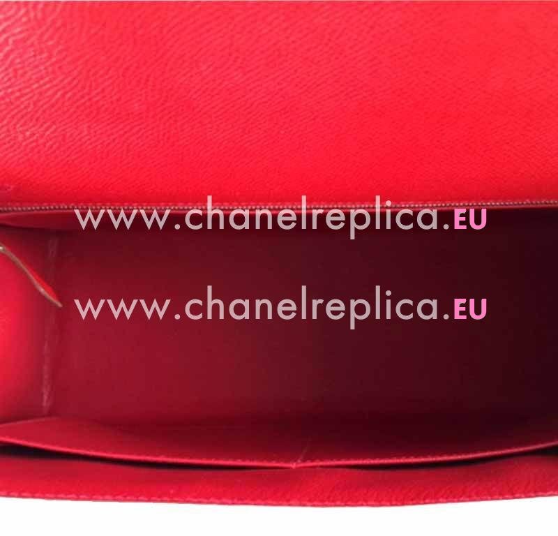Hermes Kelly 32cm Rouge Casaque White Epsom Leather Palladium Sellier Flag Bag HK1032WRS