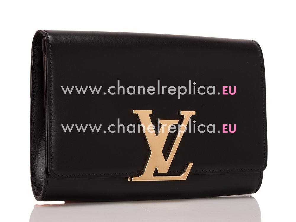 Louis Vuitton Calfskin Evening Clutch Chain Black M94265