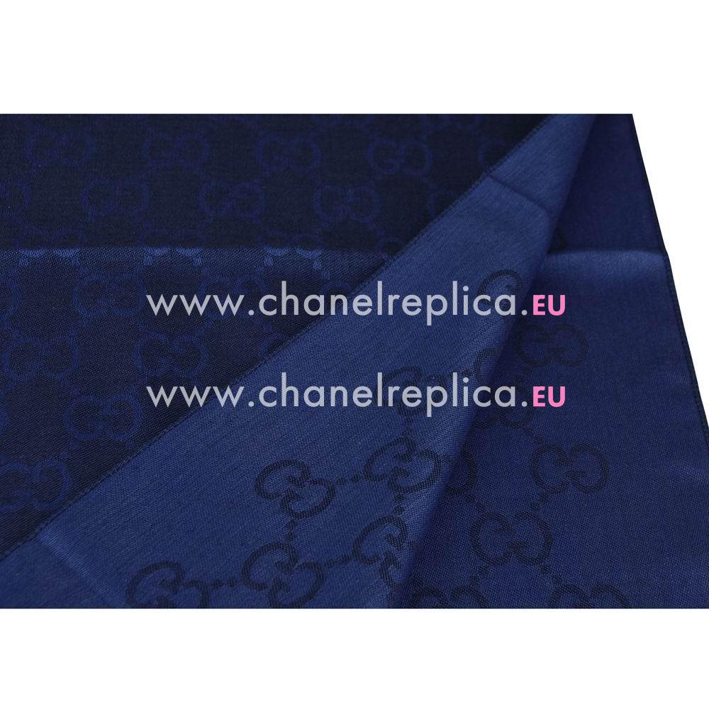 Gucci Classic GG Logo Wool Scarf Blue G6111115