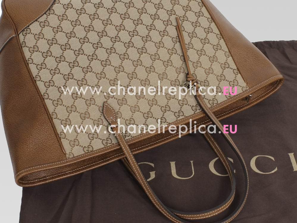 Gucci GG Fabric And Cowhide Leather In Coffee Bag GU455670