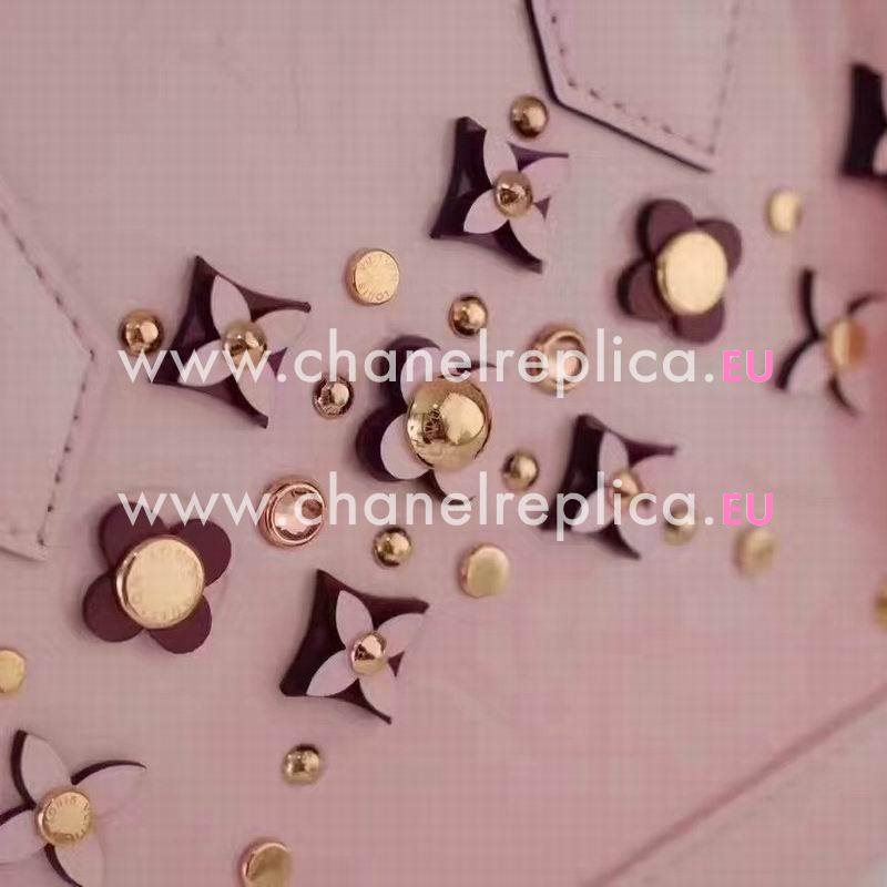 Louis Vuitton Alma Flowers Calf Leather Bag Rose Ballerine M90989