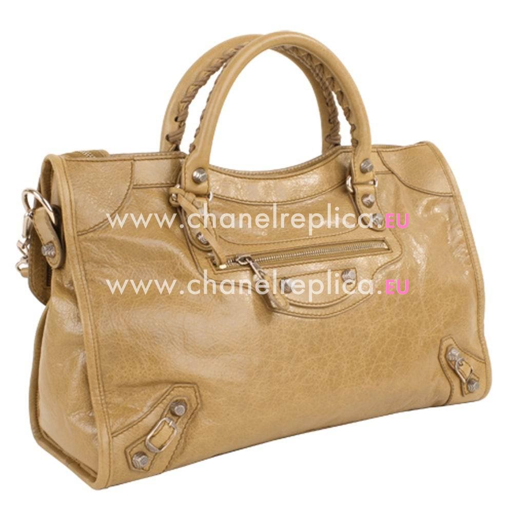 Balenciage City Lambskin Gold hardware Classic Bag Khaki Yellow B2054987