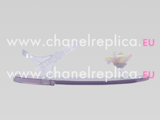 2013 Chanel CC Iridescent/White Camellia Strappy Sandals A42027