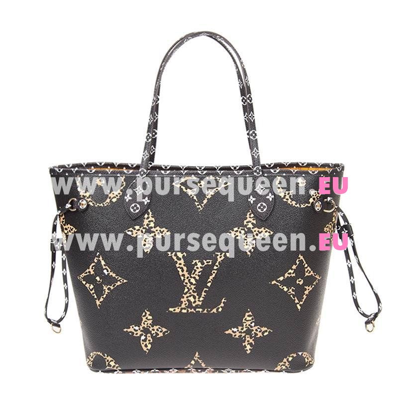 Louis Vuitton Monogram coated canvas NEVERFULL MM Black and Caramel M44676