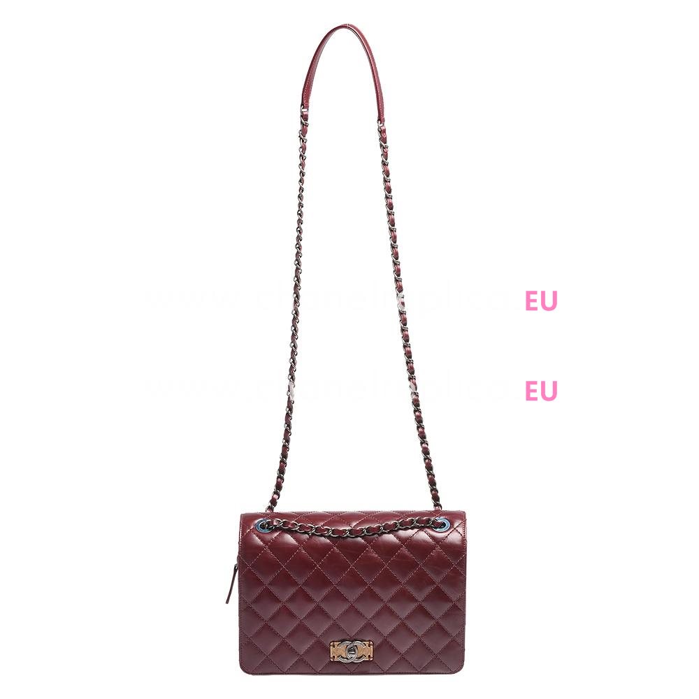 Chanel Lambskin Reissue Anti-silver Shouldbag Dark Red A70413E