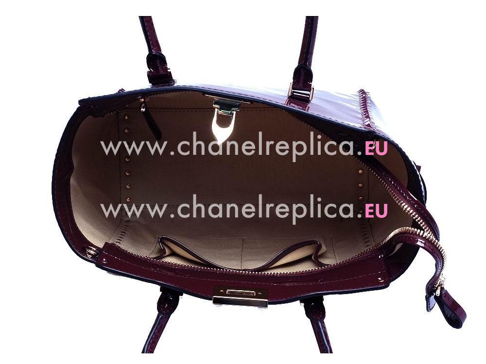 Valentino Calfskin Patent Double Handle Handbag Purple VA57576