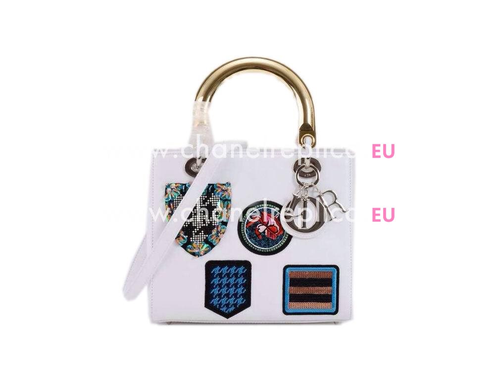 Lady Dior Lambskin With Medals Bag In White 164836
