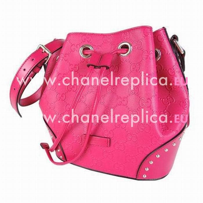 Gucci Bright Diamante GG Calfskin Canvas Bag In Peach Red G559451