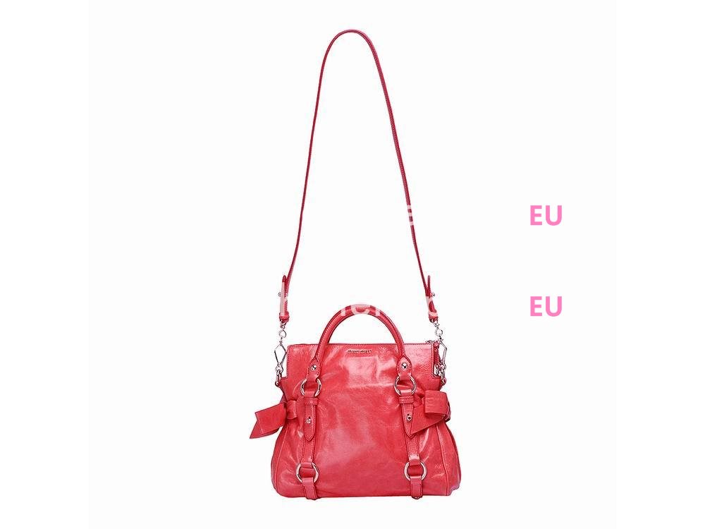 Miu Miu Vitello Lux Calfskin Bow Bag Peach Pink MU5305