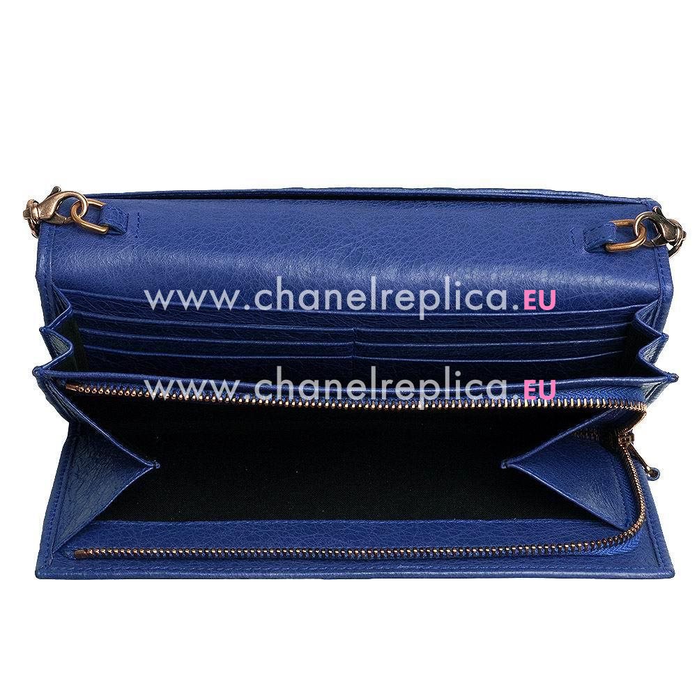 Balenciaga Fortefeuille Money Lambskin Gold Hardware Wallets Blue Purple B2055143