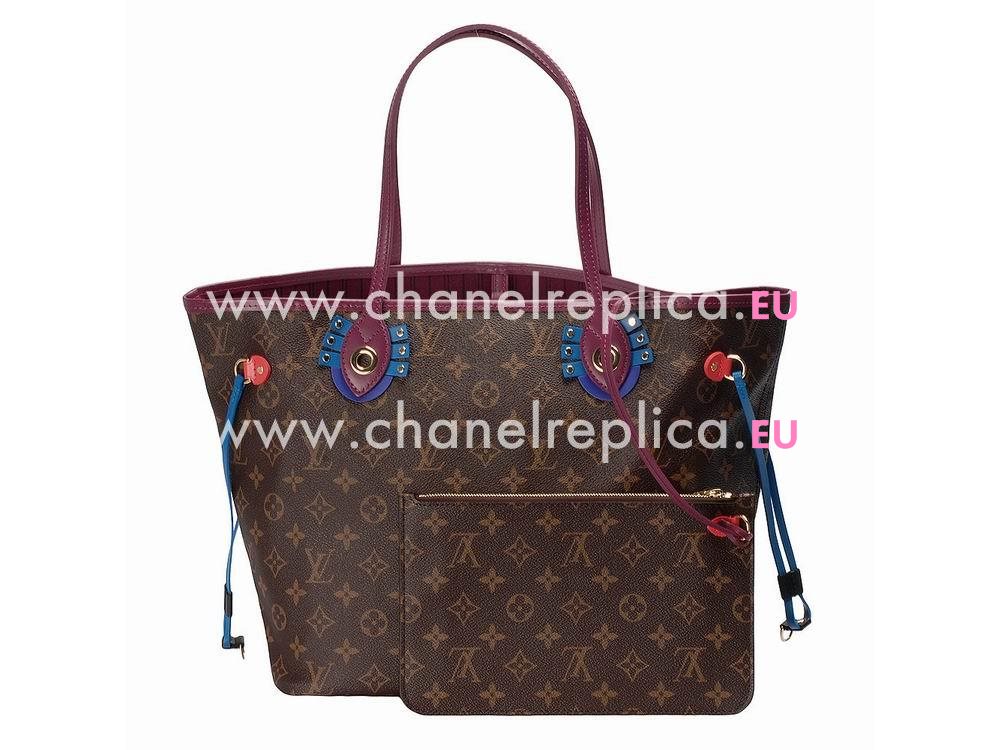 ouis Vuitton Monogram Coated Canvas Neverfull MM Totem Magenta M41664