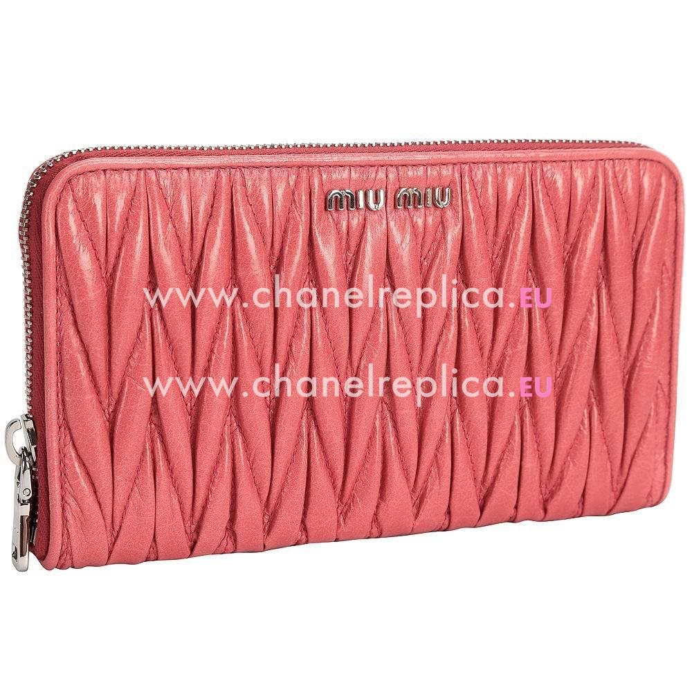 Miu Miu Matelassé Nappa Wallet In Pink MM5111331