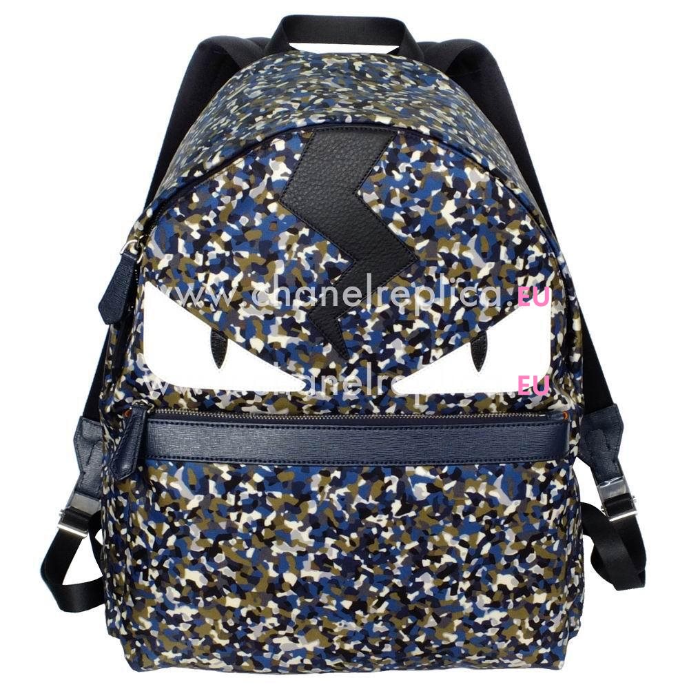 Fendi Monster Nylon Backpack Gray/Blue F1548695